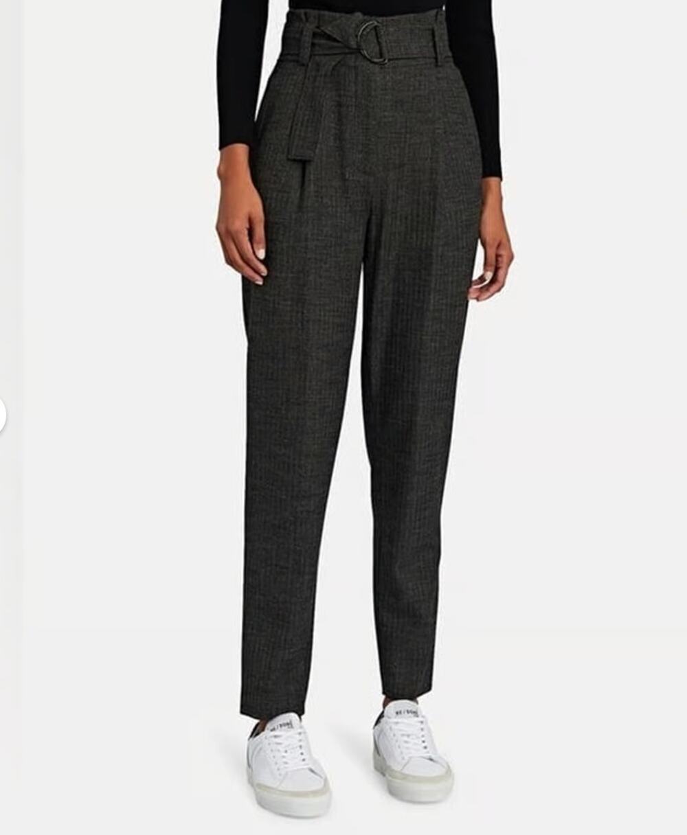 A.L.C. Diego Paperbag Pants Metallic Pinstripe Belted Trouser Career